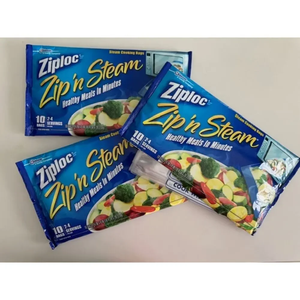 Ziploc Zip'N Steam Medium Cooking Bags 26 Bags 3 Packs Bags Discontinued - Picture 2 of 4